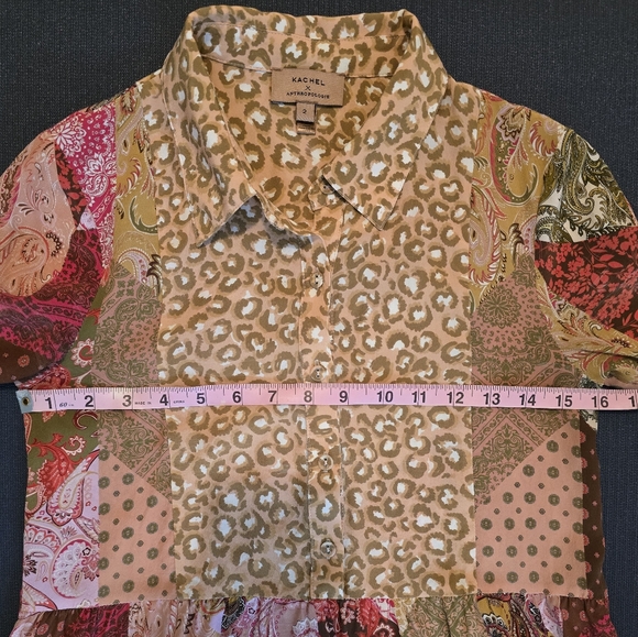 Kachel x Anthropologie Benedetta Patchwork Silk Tunic Dress in Pink Combo Size 2 - Picture 8 of 13